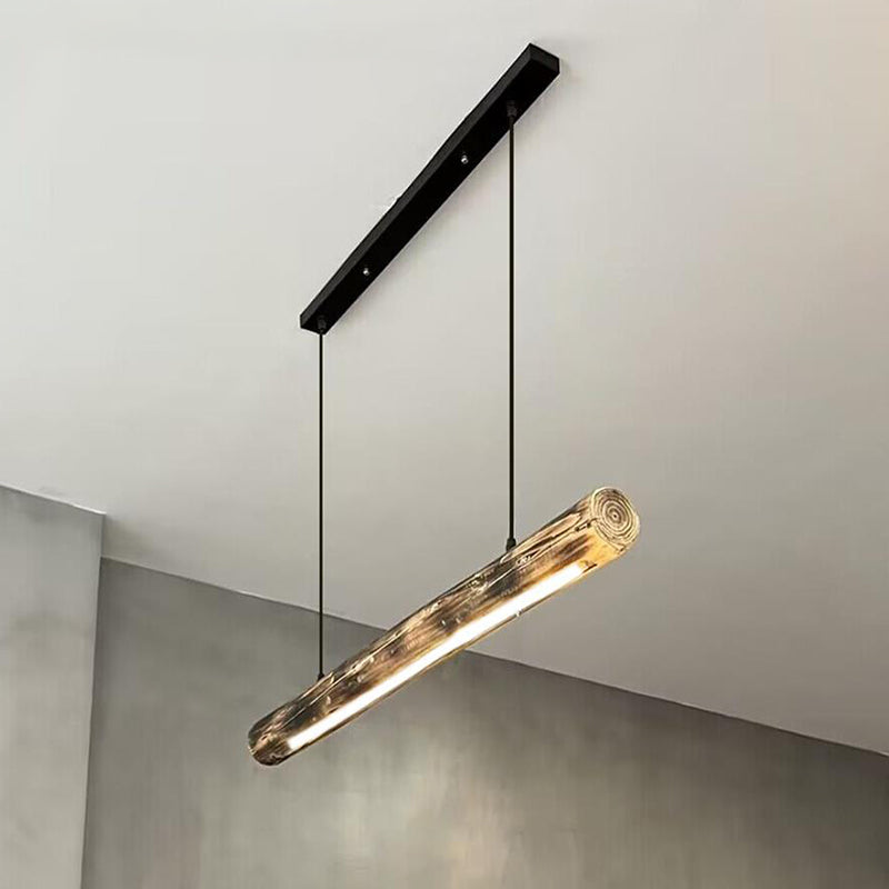 Traditionelle Bauernhaus Holz Acryl Streifen LED Kronleuchter Insel Licht Für Esszimmer 