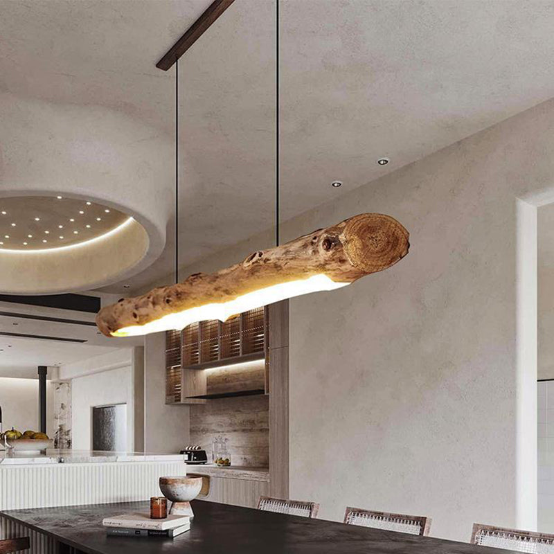 Traditionelle Bauernhaus Holz Acryl Streifen LED Kronleuchter Insel Licht Für Esszimmer 