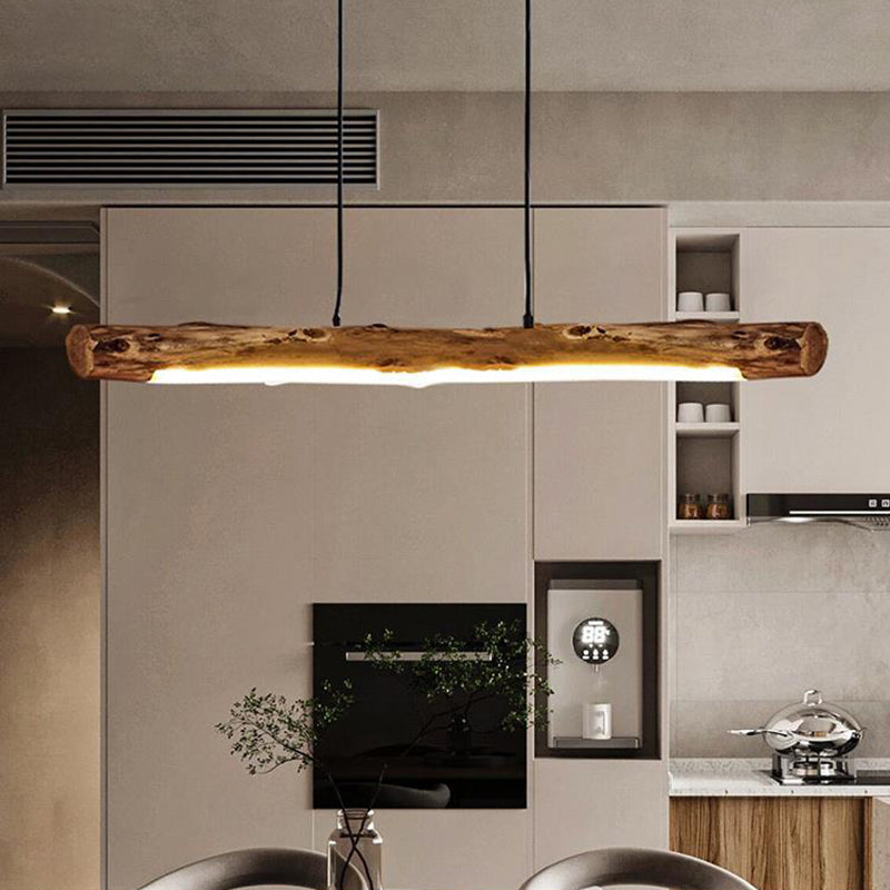 Traditionelle Bauernhaus Holz Acryl Streifen LED Kronleuchter Insel Licht Für Esszimmer 