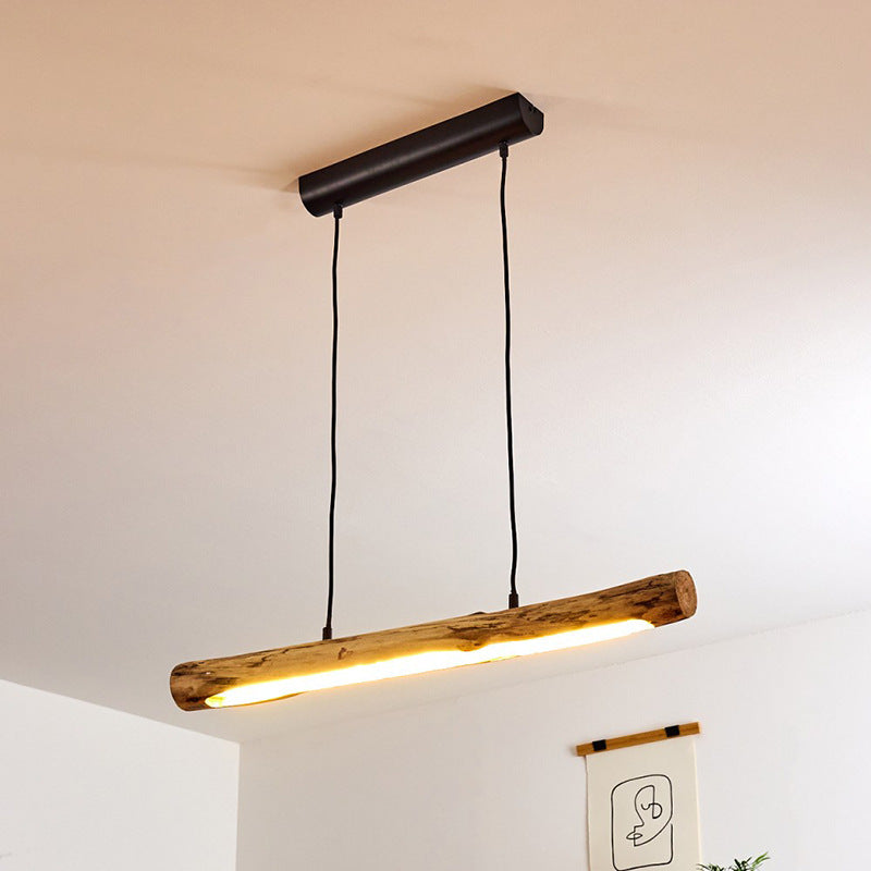 Traditionelle Bauernhaus Holz Acryl Streifen LED Kronleuchter Insel Licht Für Esszimmer 
