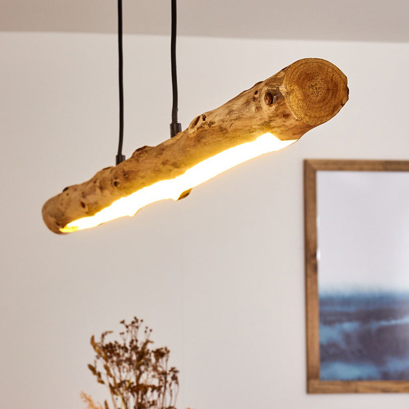 Traditionelle Bauernhaus Holz Acryl Streifen LED Kronleuchter Insel Licht Für Esszimmer 