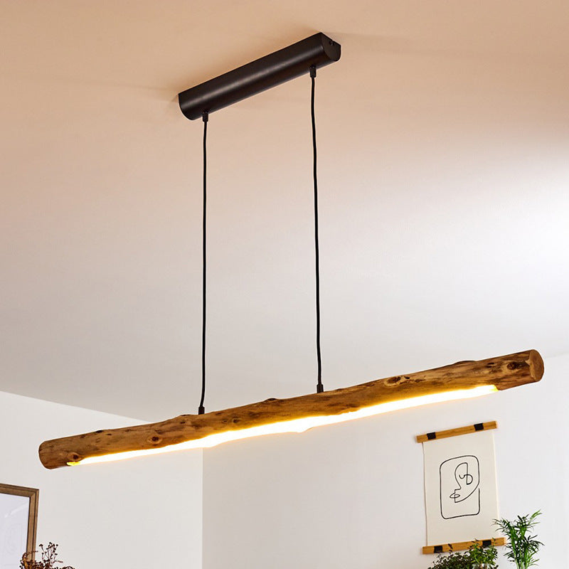 Traditionelle Bauernhaus Holz Acryl Streifen LED Kronleuchter Insel Licht Für Esszimmer 