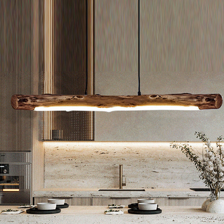 Lustre LED en bois acrylique à bandes pour ferme traditionnelle pour salle à manger 