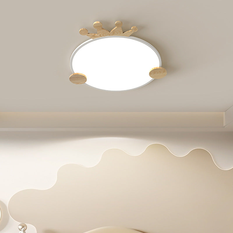 Zeitgenössische kreative Eisen-Aluminium-Acryl-Kinderkrone runde LED-Deckenleuchte für das Schlafzimmer 