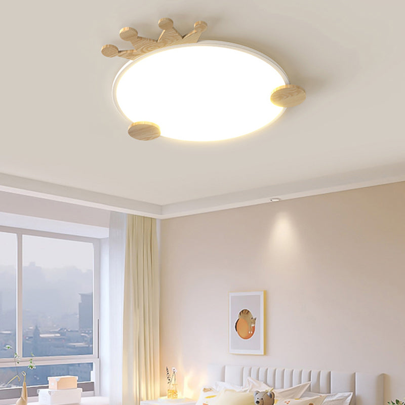 Zeitgenössische kreative Eisen-Aluminium-Acryl-Kinderkrone runde LED-Deckenleuchte für das Schlafzimmer 