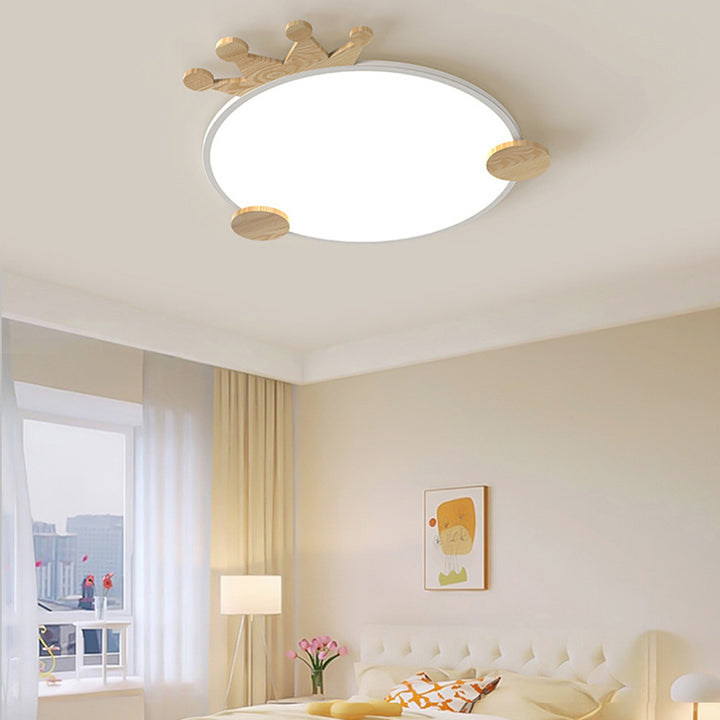 Zeitgenössische kreative Eisen-Aluminium-Acryl-Kinderkrone runde LED-Deckenleuchte für das Schlafzimmer 