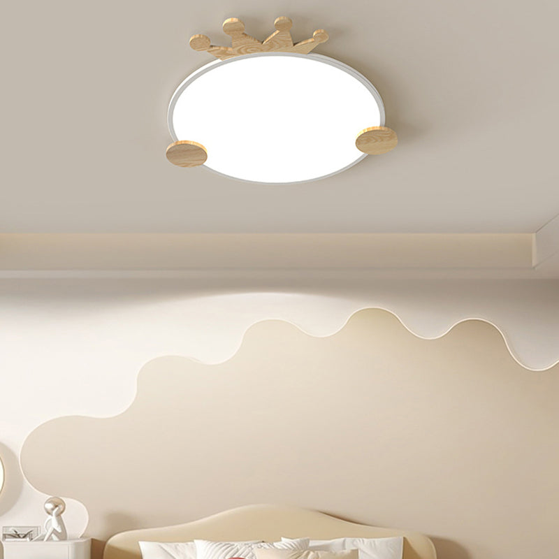 Zeitgenössische kreative Eisen-Aluminium-Acryl-Kinderkrone runde LED-Deckenleuchte für das Schlafzimmer 