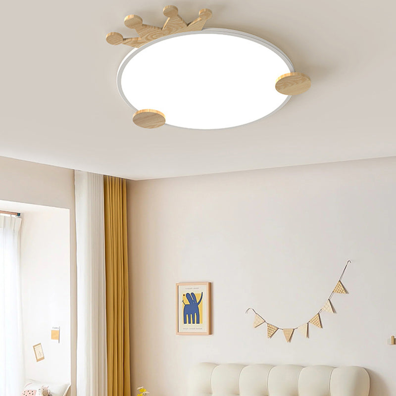 Zeitgenössische kreative Eisen-Aluminium-Acryl-Kinderkrone runde LED-Deckenleuchte für das Schlafzimmer 
