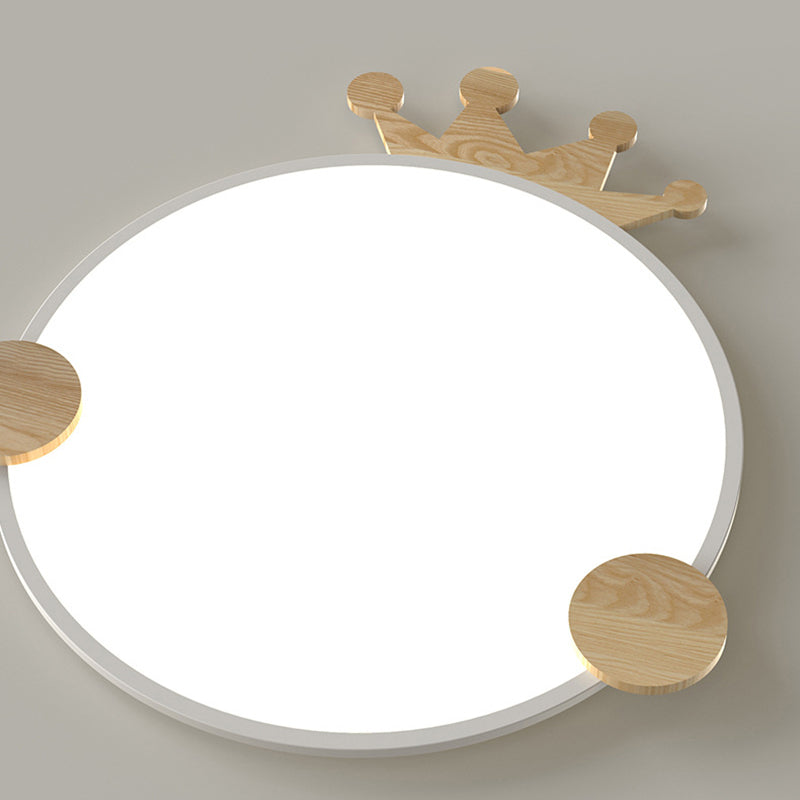Zeitgenössische kreative Eisen-Aluminium-Acryl-Kinderkrone runde LED-Deckenleuchte für das Schlafzimmer 