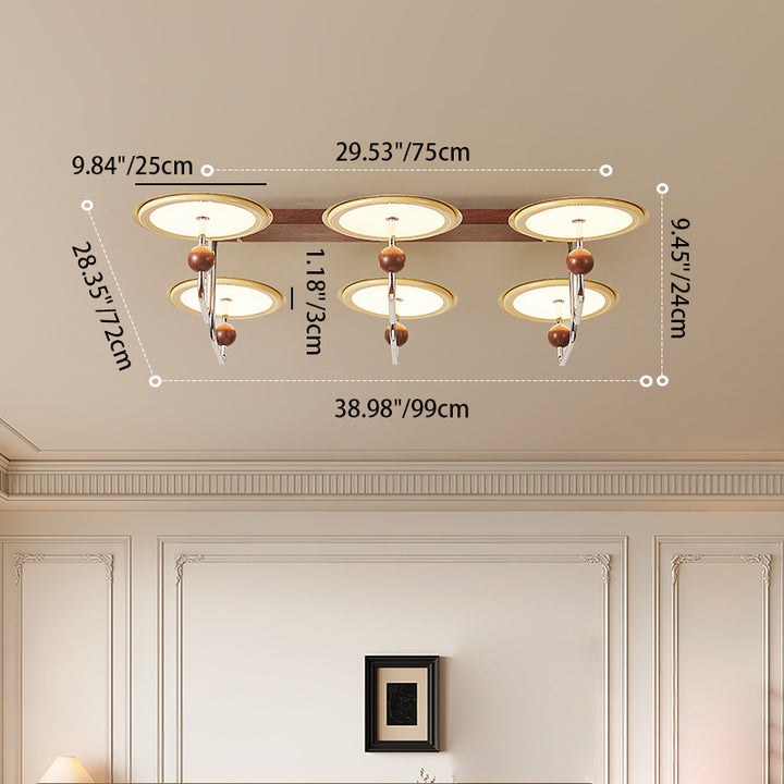 Traditional Vintage Hardware Acrylic Round Flying Saucer LED Semi-Flush Mount Ceiling Light For Living Room