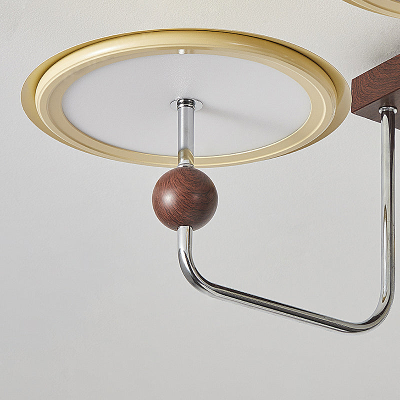 Traditional Vintage Hardware Acrylic Round Flying Saucer LED Semi-Flush Mount Ceiling Light For Living Room