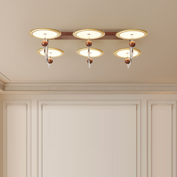 Traditionelle Vintage-Hardware-Acryl-Runde-Fliegende-Untertasse LED-Halbeinbau-Deckenleuchte Für Wohnzimmer 