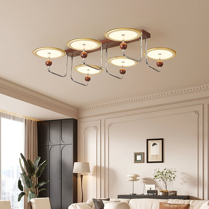 Traditionelle Vintage-Hardware-Acryl-Runde-Fliegende-Untertasse LED-Halbeinbau-Deckenleuchte Für Wohnzimmer 