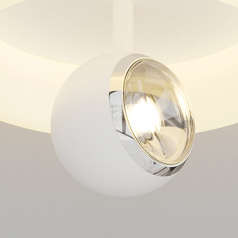 Zeitgenössische nordische Eisen-Acryl-Rundquadrat-Kugel-Spotlight-LED-Deckenleuchte zur halb eingelassenen Montage für den Flur 
