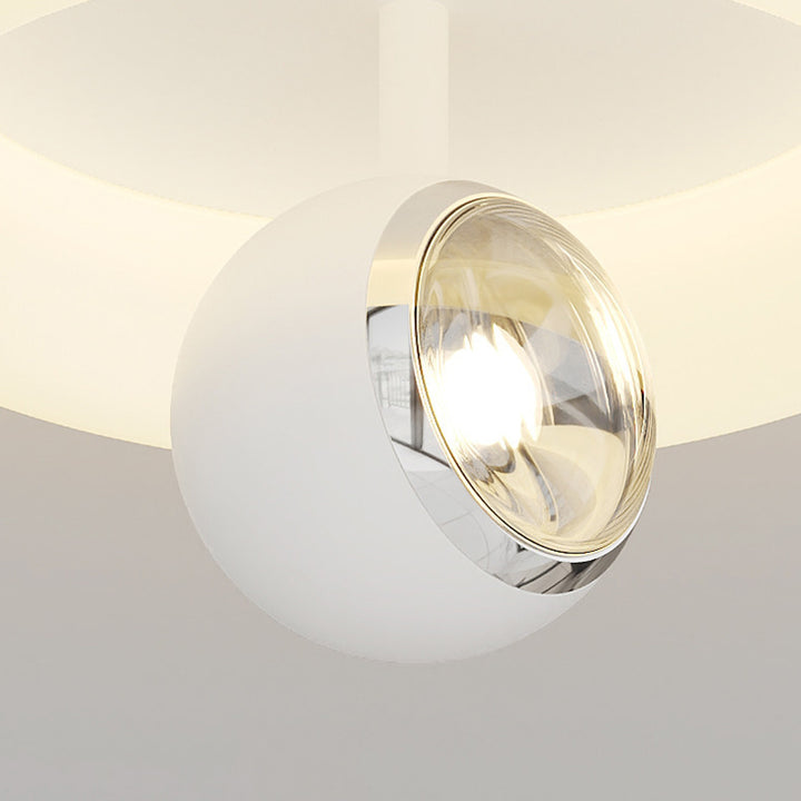 Zeitgenössische nordische Eisen-Acryl-Rundquadrat-Kugel-Spotlight-LED-Deckenleuchte zur halb eingelassenen Montage für den Flur 
