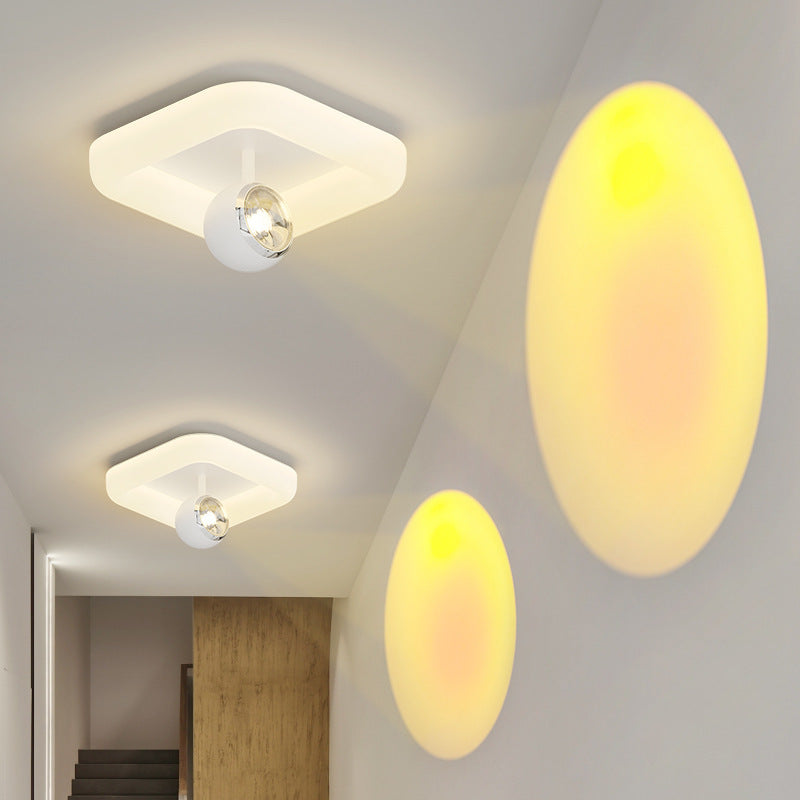 Zeitgenössische nordische Eisen-Acryl-Rundquadrat-Kugel-Spotlight-LED-Deckenleuchte zur halb eingelassenen Montage für den Flur 