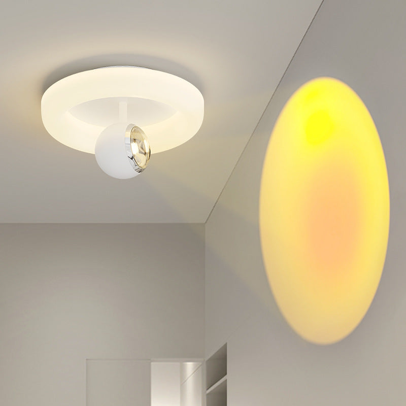 Zeitgenössische nordische Eisen-Acryl-Rundquadrat-Kugel-Spotlight-LED-Deckenleuchte zur halb eingelassenen Montage für den Flur 