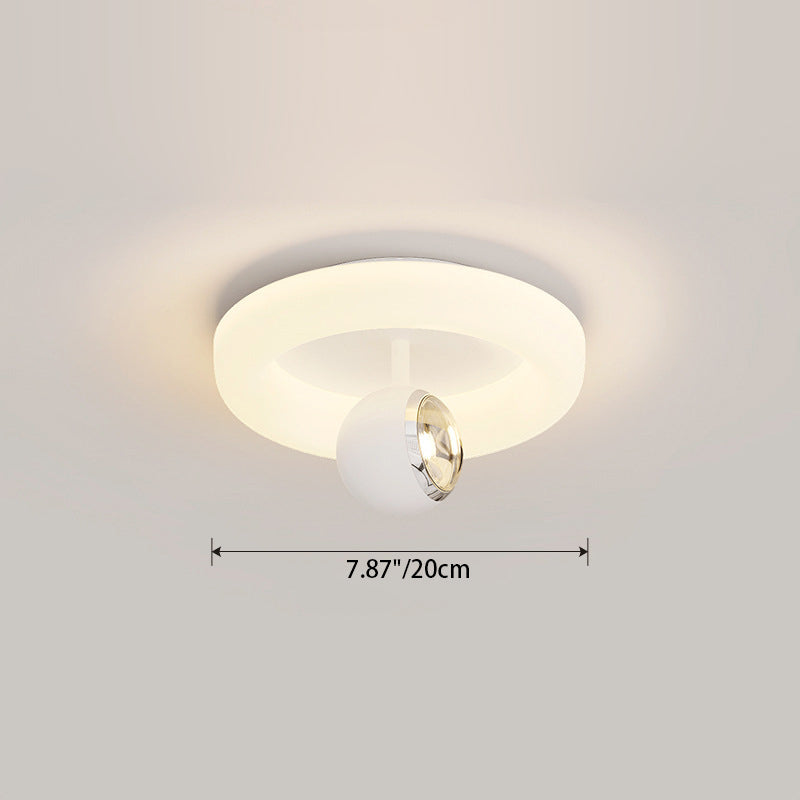 Zeitgenössische nordische Eisen-Acryl-Rundquadrat-Kugel-Spotlight-LED-Deckenleuchte zur halb eingelassenen Montage für den Flur 