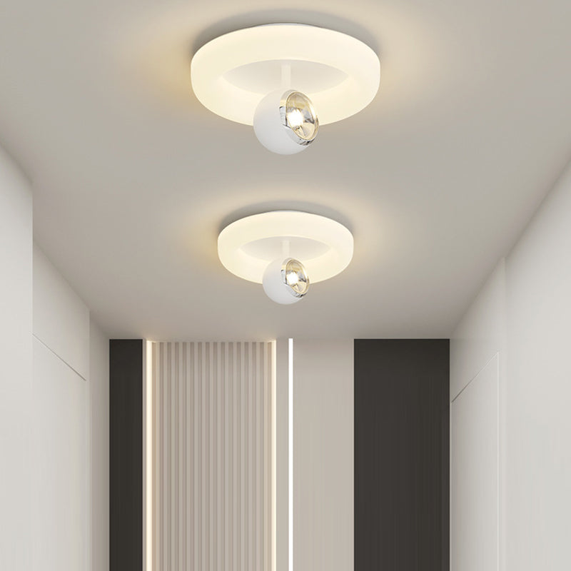 Zeitgenössische nordische Eisen-Acryl-Rundquadrat-Kugel-Spotlight-LED-Deckenleuchte zur halb eingelassenen Montage für den Flur 