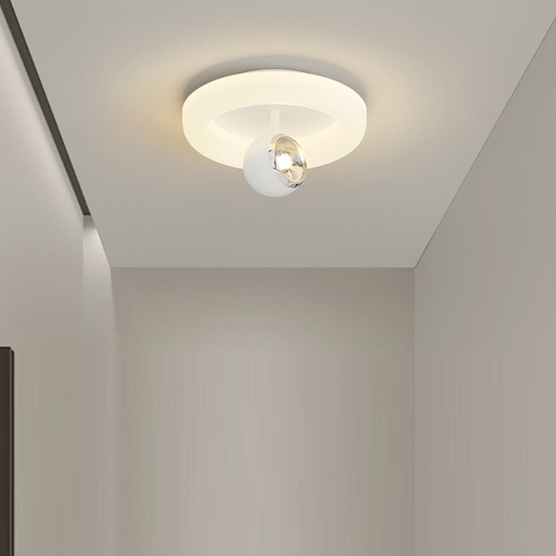 Zeitgenössische nordische Eisen-Acryl-Rundquadrat-Kugel-Spotlight-LED-Deckenleuchte zur halb eingelassenen Montage für den Flur 