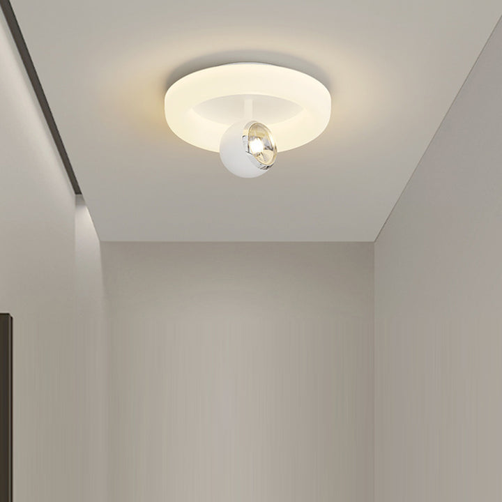 Zeitgenössische nordische Eisen-Acryl-Rundquadrat-Kugel-Spotlight-LED-Deckenleuchte zur halb eingelassenen Montage für den Flur 