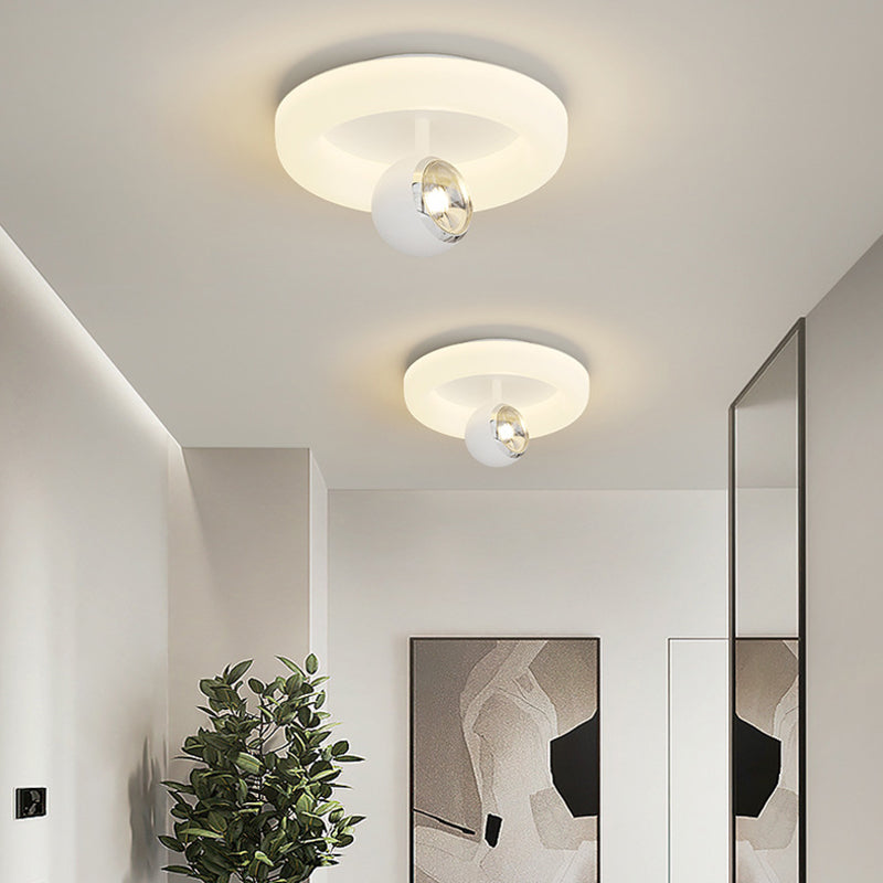 Zeitgenössische nordische Eisen-Acryl-Rundquadrat-Kugel-Spotlight-LED-Deckenleuchte zur halb eingelassenen Montage für den Flur 