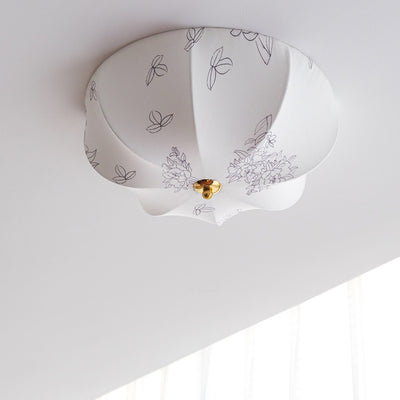 Traditionelle französische Stoff-Rundmuster 3-Licht-Deckenleuchte für das Schlafzimmer 