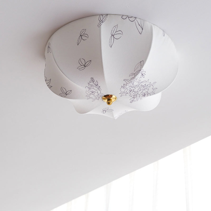 Traditionelle französische Stoff-Rundmuster 3-Licht-Deckenleuchte für das Schlafzimmer 