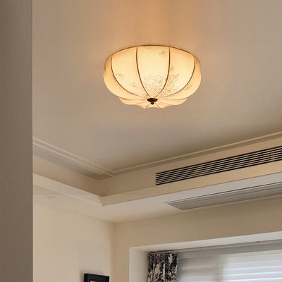 Traditionelle französische Stoff-Rundmuster 3-Licht-Deckenleuchte für das Schlafzimmer 