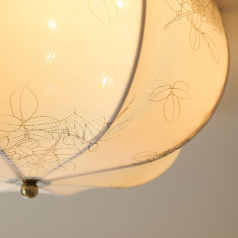 Traditionelle französische Stoff-Rundmuster 3-Licht-Deckenleuchte für das Schlafzimmer 