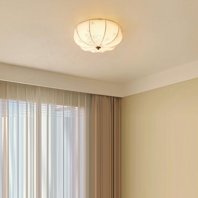 Traditionelle französische Stoff-Rundmuster 3-Licht-Deckenleuchte für das Schlafzimmer 