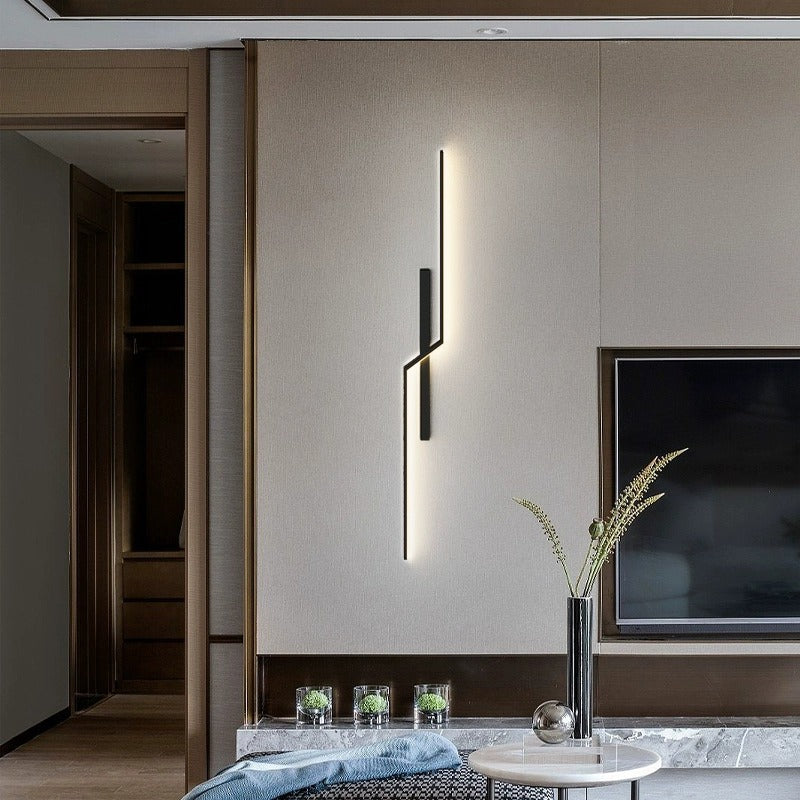 Lámpara de Aplique de Pared LED de Tira Lineal de Silicio de Aluminio Minimalista Moderna para Dormitorio 