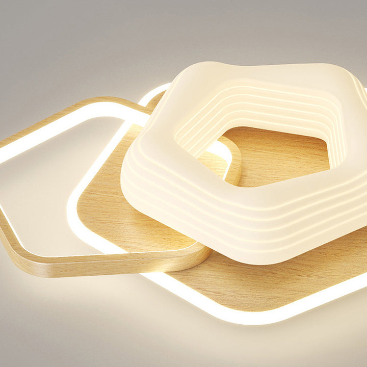 Zeitgenössische nordische Hardware PE Blume Dreieck Runde LED Deckenleuchte für Schlafzimmer 