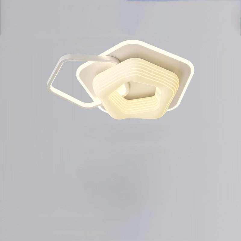 Zeitgenössische nordische Hardware PE Blume Dreieck Runde LED Deckenleuchte für Schlafzimmer 