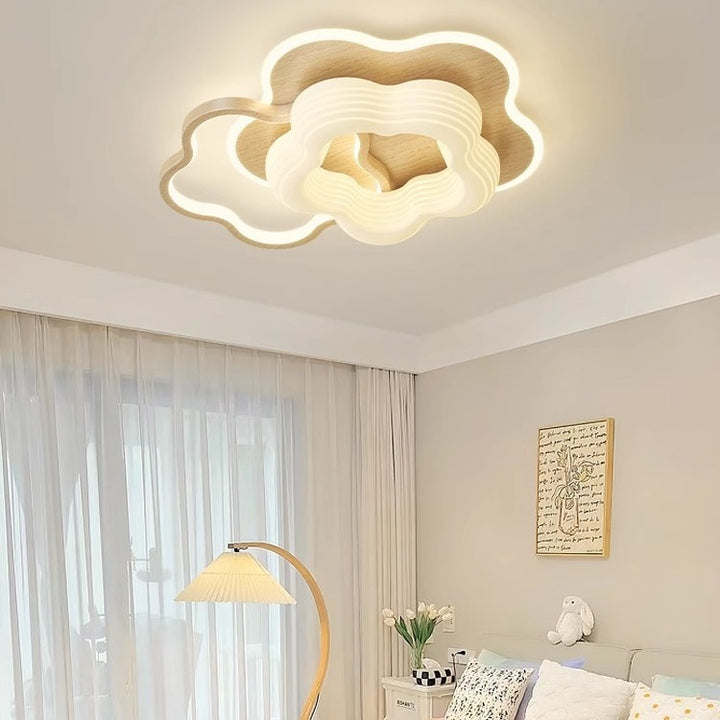 Zeitgenössische nordische Hardware PE Blume Dreieck Runde LED Deckenleuchte für Schlafzimmer 