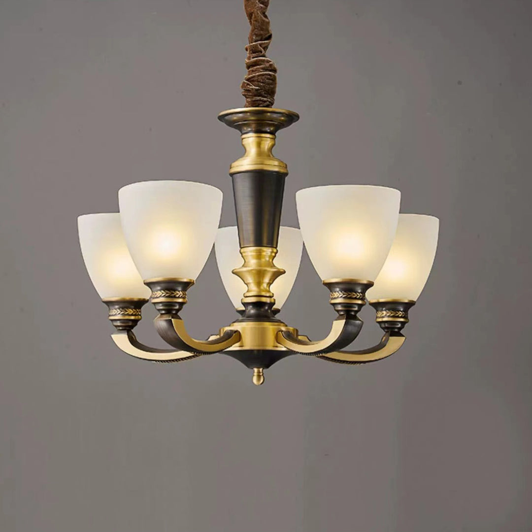 Lustres Contemporains Rétro en Verre de Cuivre avec Cloche 5/6/8/10/15 Lumières pour Salon 