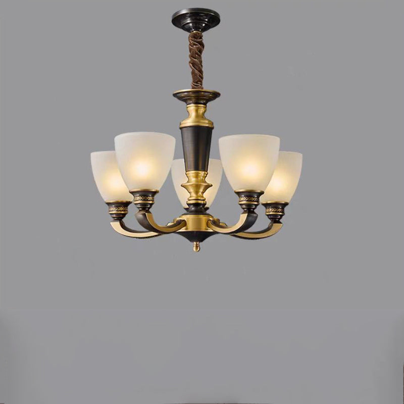 Lustres Contemporains Rétro en Verre de Cuivre avec Cloche 5/6/8/10/15 Lumières pour Salon 