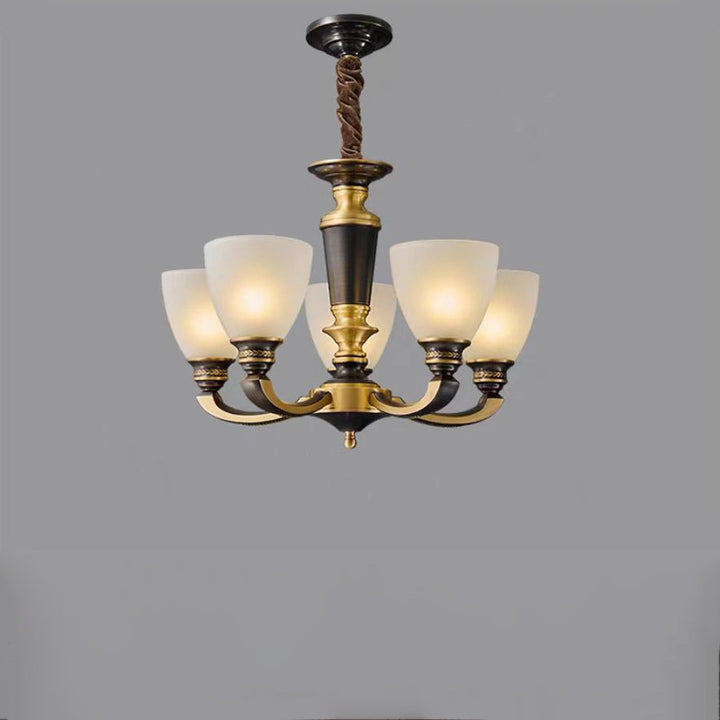 Lustres Contemporains Rétro en Verre de Cuivre avec Cloche 5/6/8/10/15 Lumières pour Salon 