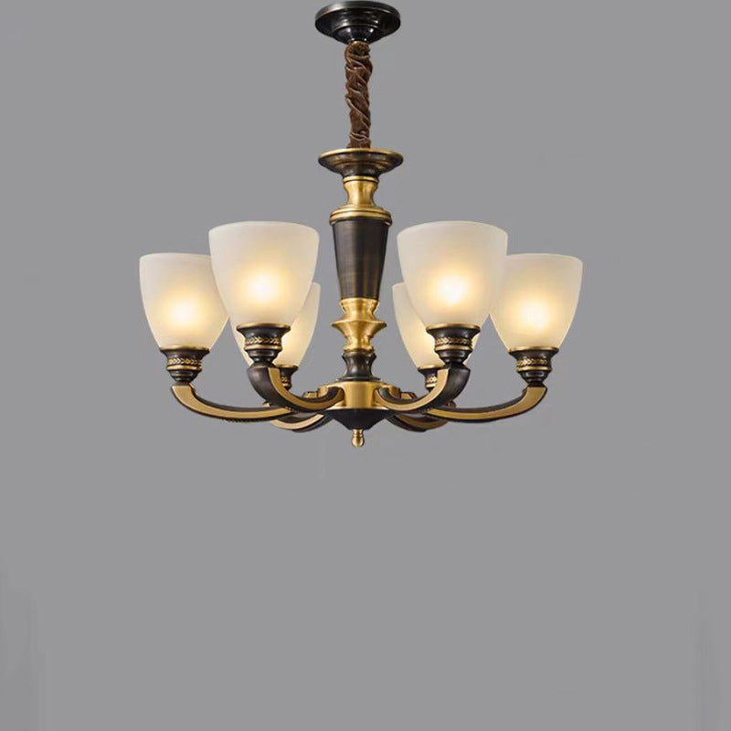Lustres Contemporains Rétro en Verre de Cuivre avec Cloche 5/6/8/10/15 Lumières pour Salon 