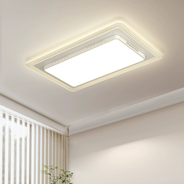 Plafonnier LED moderne en acrylique rectangulaire carré rond à rayures pour salon 