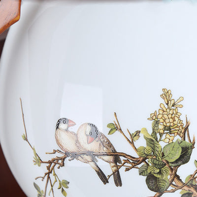 Traditionelle chinesische Gummibaum Glas Blume Quadrat Runde Vogel 1-Licht Wandleuchte für das Bett 