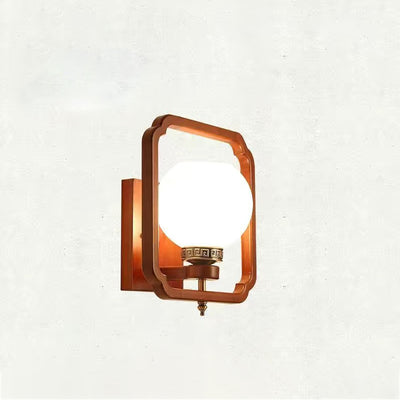 Traditionelle chinesische Gummibaum Glas Blume Quadrat Runde Vogel 1-Licht Wandleuchte für das Bett 