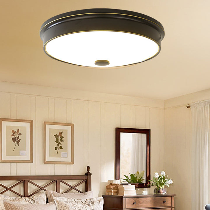 Modern Mid-century Iron Glass Round LED Flush Mount Ceiling Light
