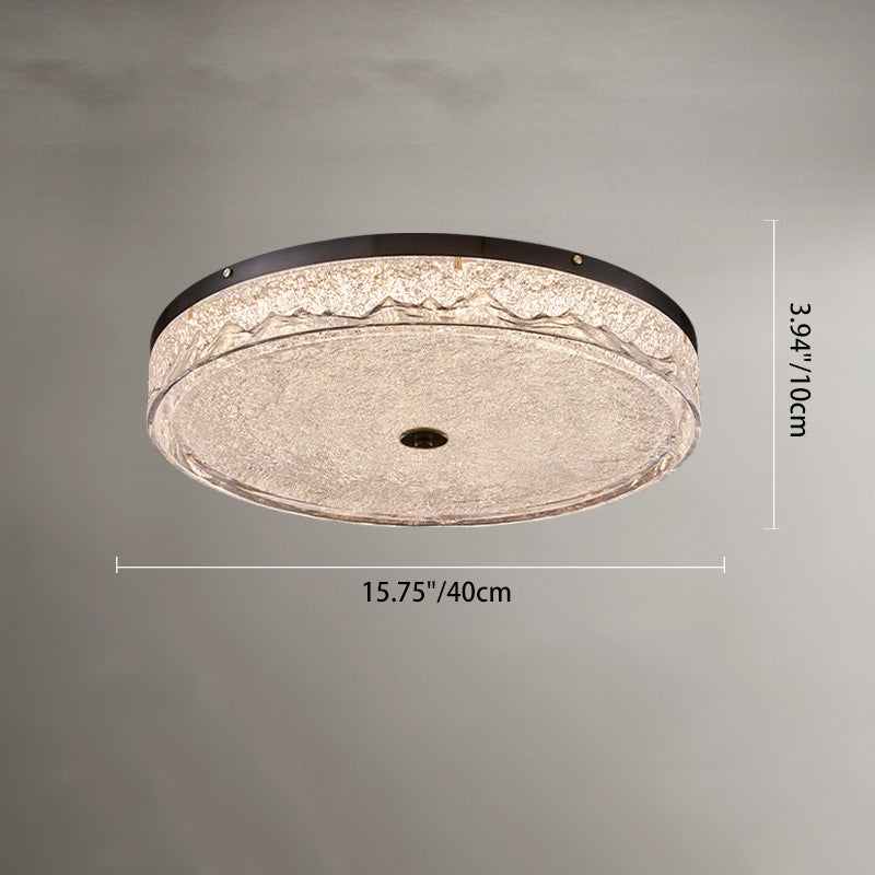 Zeitgenössische skandinavische Deckenleuchte aus Edelstahl, Eisen, Harz mit rundem Crackle-LED-Flush-Mount für das Schlafzimmer 