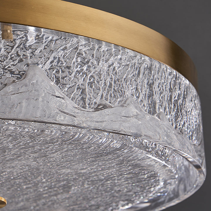 Zeitgenössische skandinavische Deckenleuchte aus Edelstahl, Eisen, Harz mit rundem Crackle-LED-Flush-Mount für das Schlafzimmer 