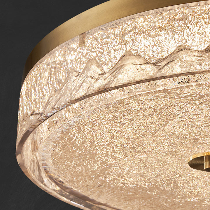 Zeitgenössische skandinavische Deckenleuchte aus Edelstahl, Eisen, Harz mit rundem Crackle-LED-Flush-Mount für das Schlafzimmer 