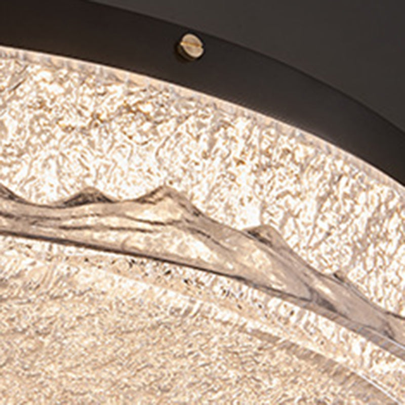 Zeitgenössische skandinavische Deckenleuchte aus Edelstahl, Eisen, Harz mit rundem Crackle-LED-Flush-Mount für das Schlafzimmer 