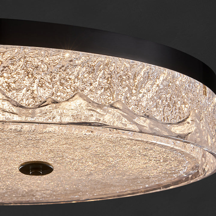 Zeitgenössische skandinavische Deckenleuchte aus Edelstahl, Eisen, Harz mit rundem Crackle-LED-Flush-Mount für das Schlafzimmer 
