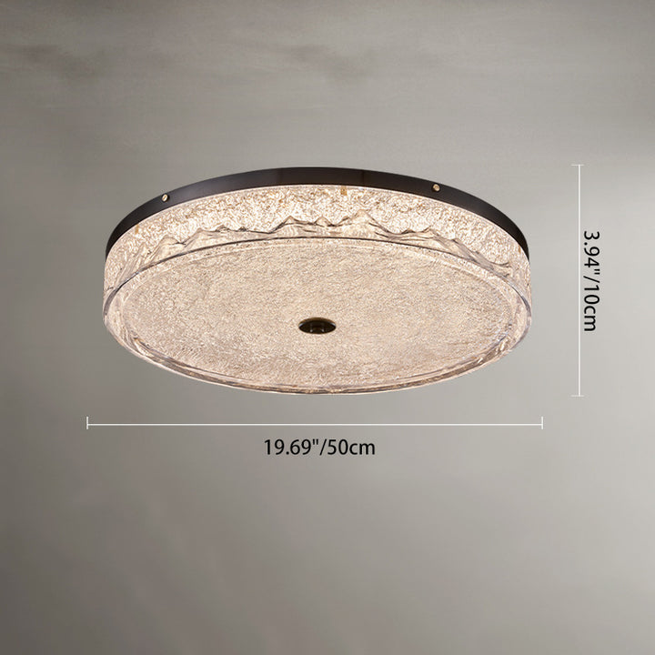 Zeitgenössische skandinavische Deckenleuchte aus Edelstahl, Eisen, Harz mit rundem Crackle-LED-Flush-Mount für das Schlafzimmer 
