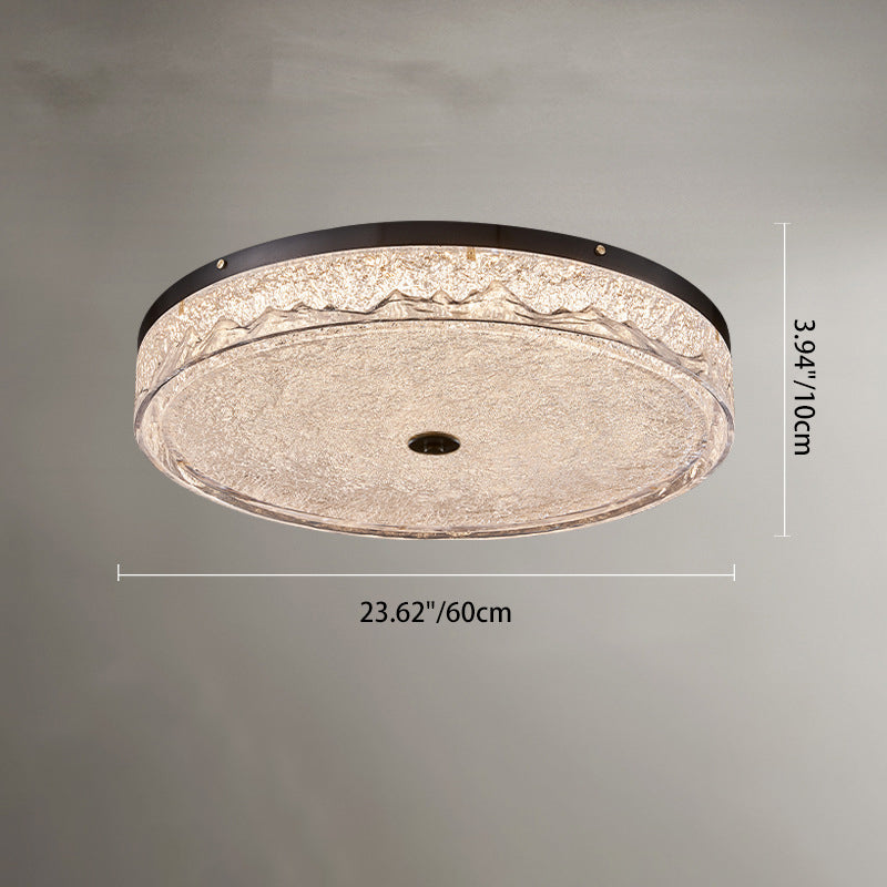 Zeitgenössische skandinavische Deckenleuchte aus Edelstahl, Eisen, Harz mit rundem Crackle-LED-Flush-Mount für das Schlafzimmer 